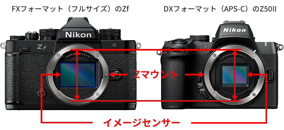 Zマウントとイメージセンサーの図