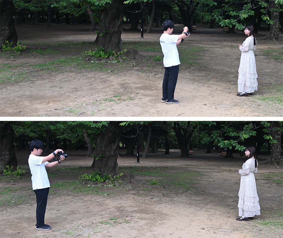 撮影時の被写体との距離：（上）35mm（下）85mm