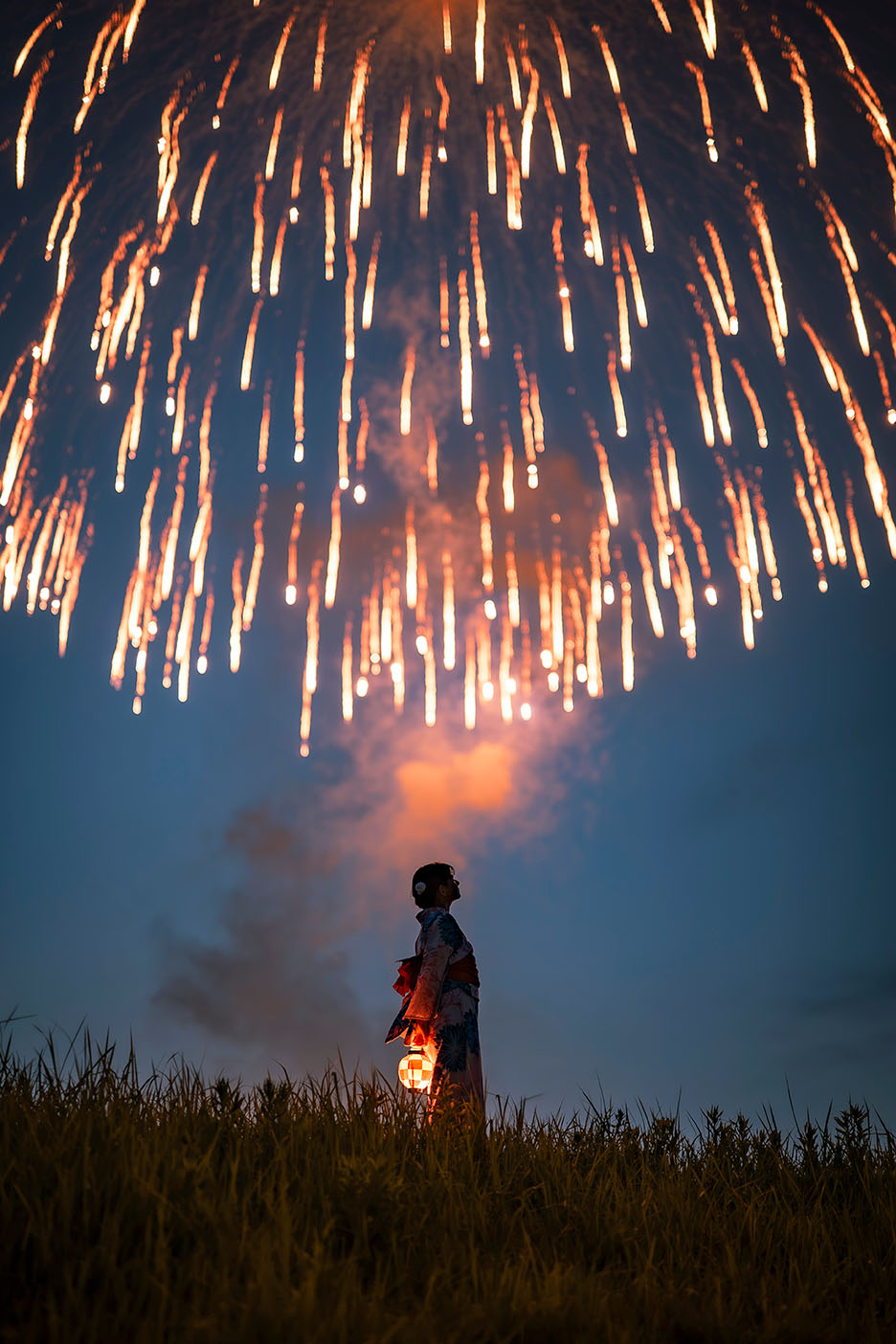 標準単焦点レンズで撮影した花火写真