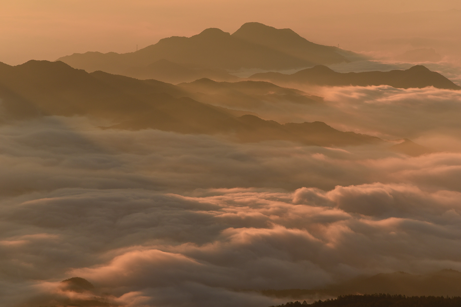 山並みを埋める雲海を撮る