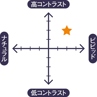 Chart 高コントラスト:2 ナチュラル:0 ビビット:2 低コントラスト:0