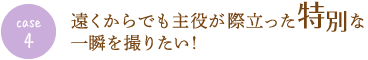 case4 遠くからでも主役が際立った特別な一瞬を撮りたい！