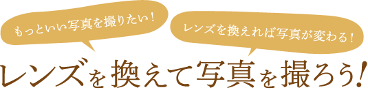 もっといい写真を撮りたい！ レンズを換えれば写真が変わる！ レンズを換えて写真を撮ろう！