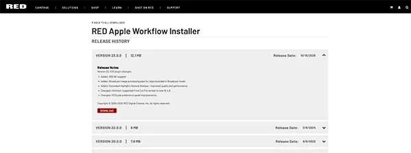 RED Apple Workflowをインストール１