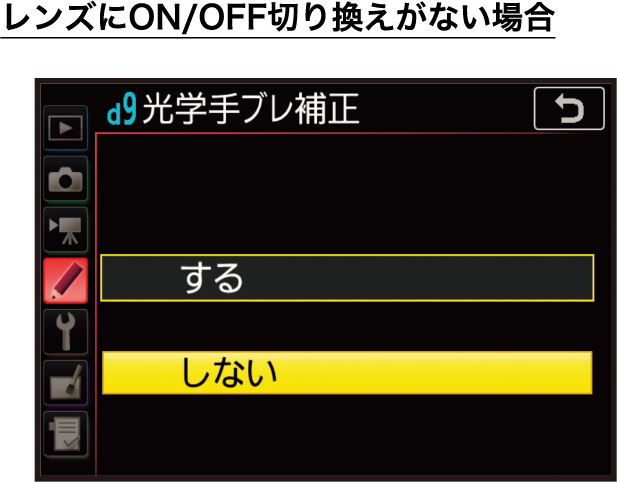 レンズにON/OFF切り換えがない場合