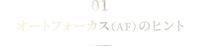 01 オートフォーカス（AF）のヒント