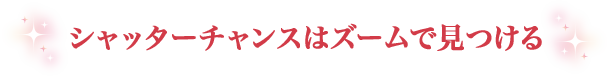 シャッターチャンスはズームで見つける