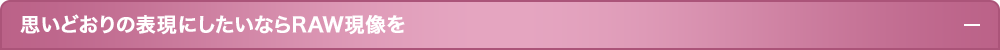 思いどおりの表現にしたいならRAW現像を