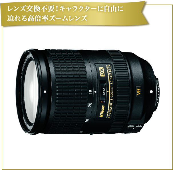 レンズ交換不要!キャラクターに自由に迫れる高倍率ズームレンズ