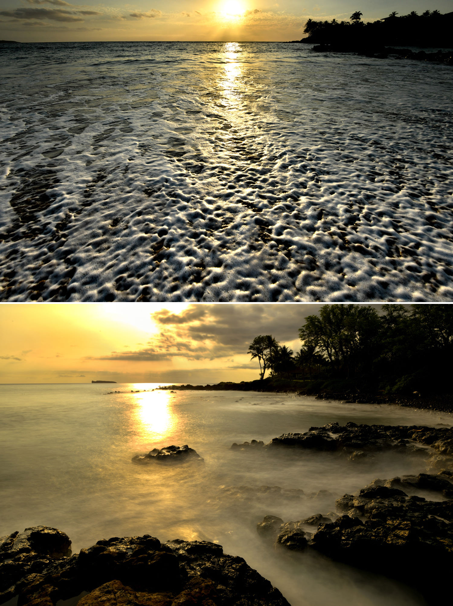 溶岩ビーチの夕暮れ