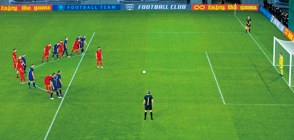 サッカーのPK前の写真