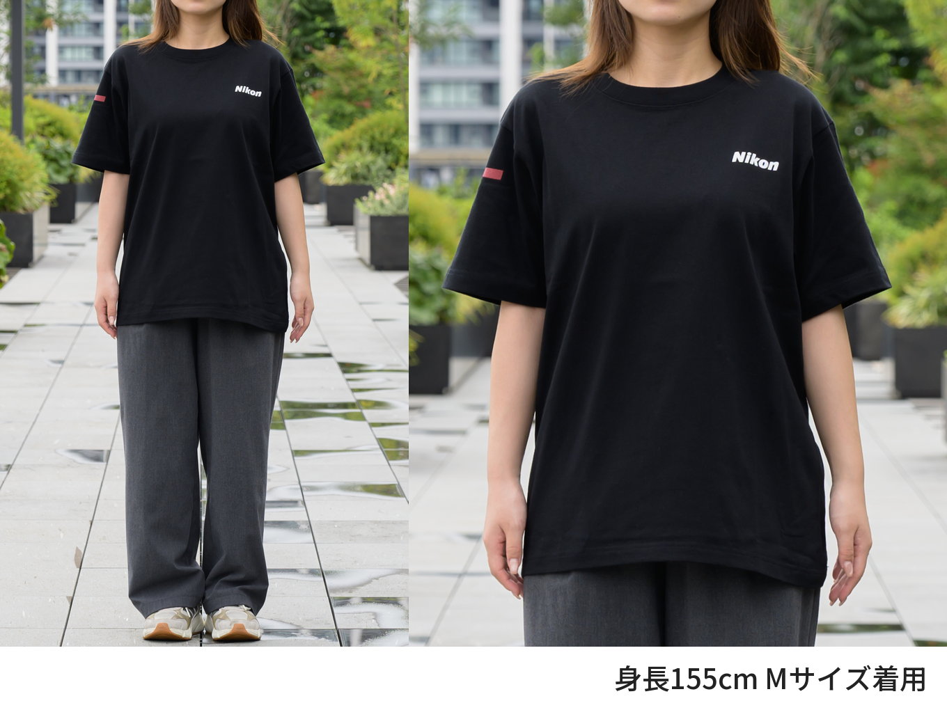 ニコン Tシャツ ブラック×レッド XL