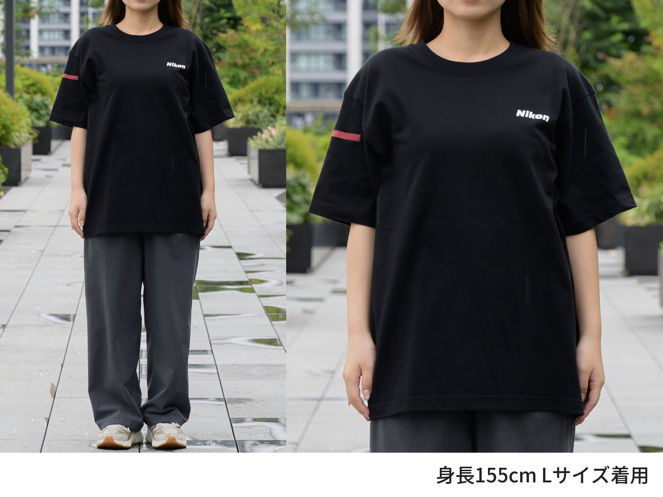 ニコン Tシャツ ブラック×レッド XL