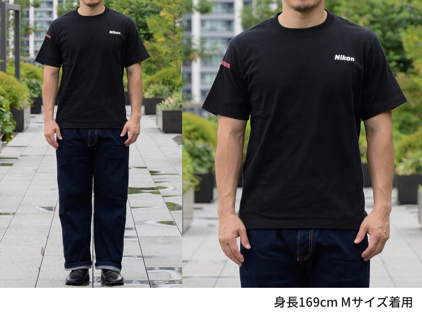 ニコン Tシャツ ブラック×レッド XL