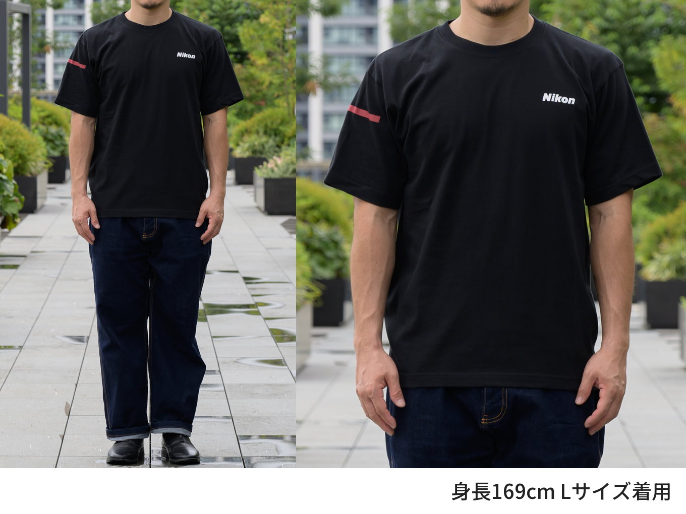 ニコン Tシャツ ブラック×レッド XL