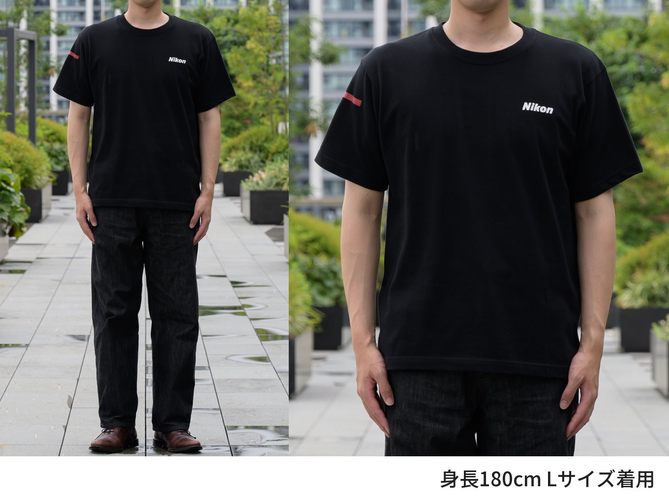 ニコン Tシャツ ブラック×レッド XL