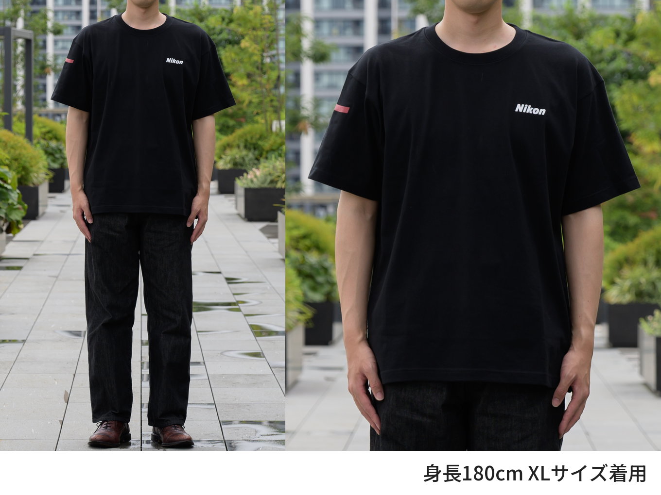 ニコン Tシャツ ブラック×レッド XL
