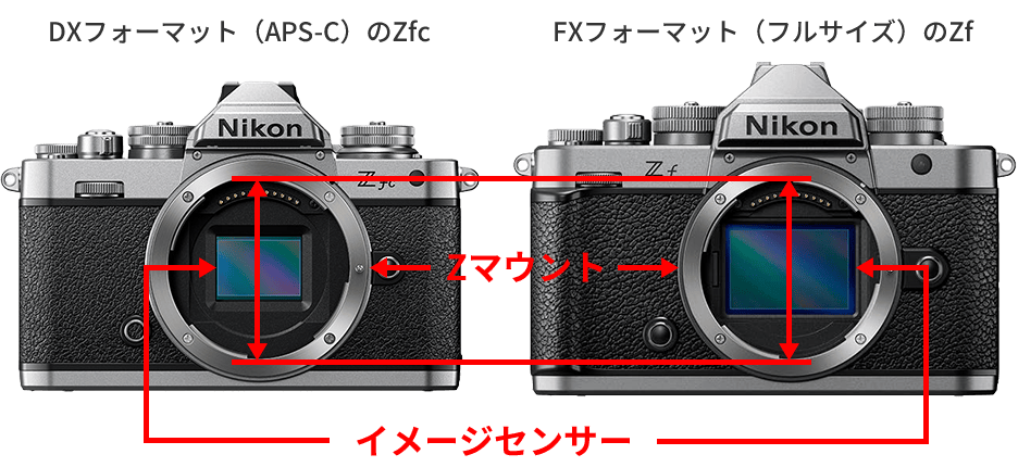 Zマウントとイメージセンサーの図