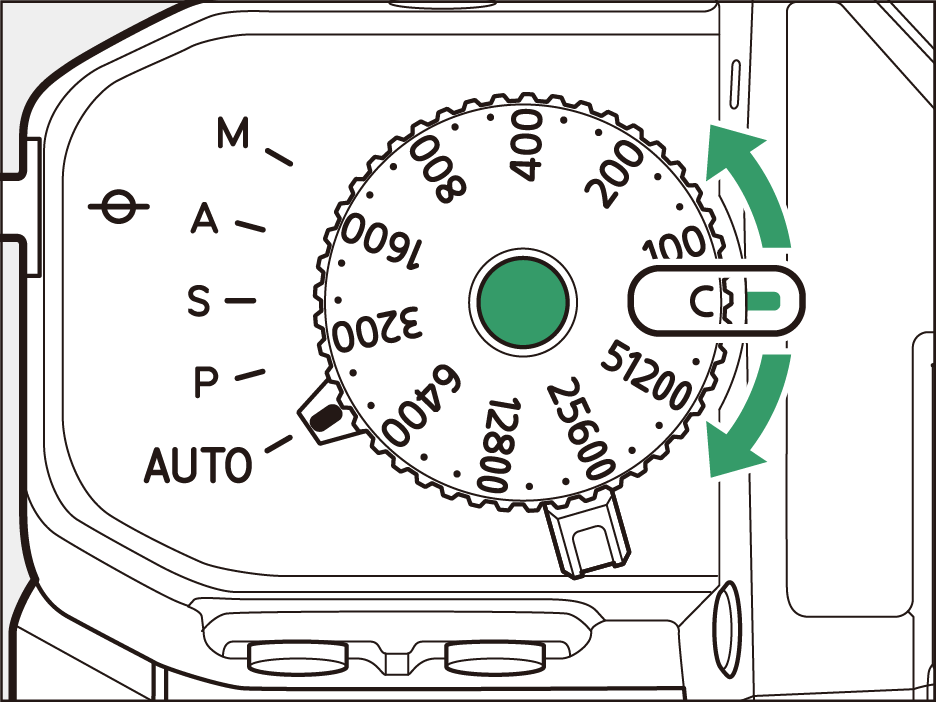 ISO感度ダイヤルの図