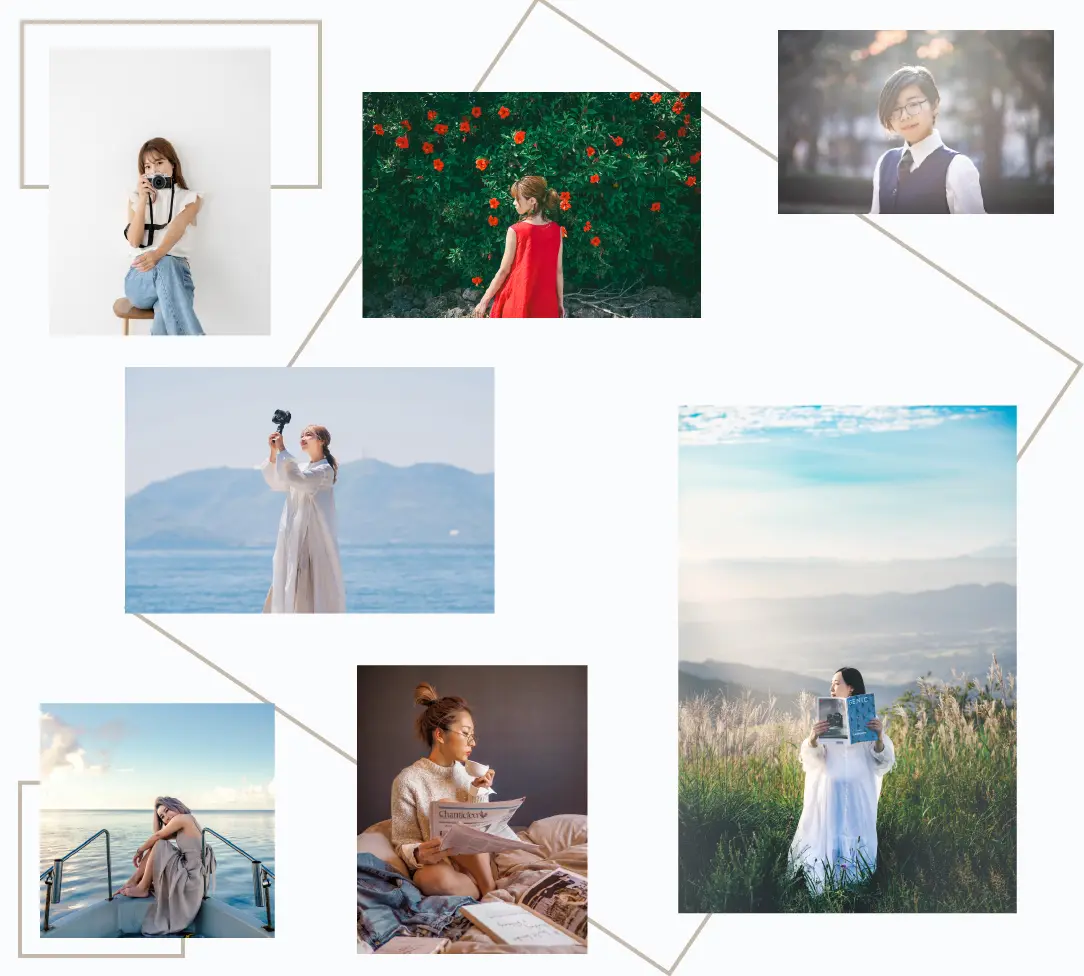 様々なシーンの人物写真のコラージュ