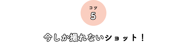 コツ5 今しか撮れないショット！